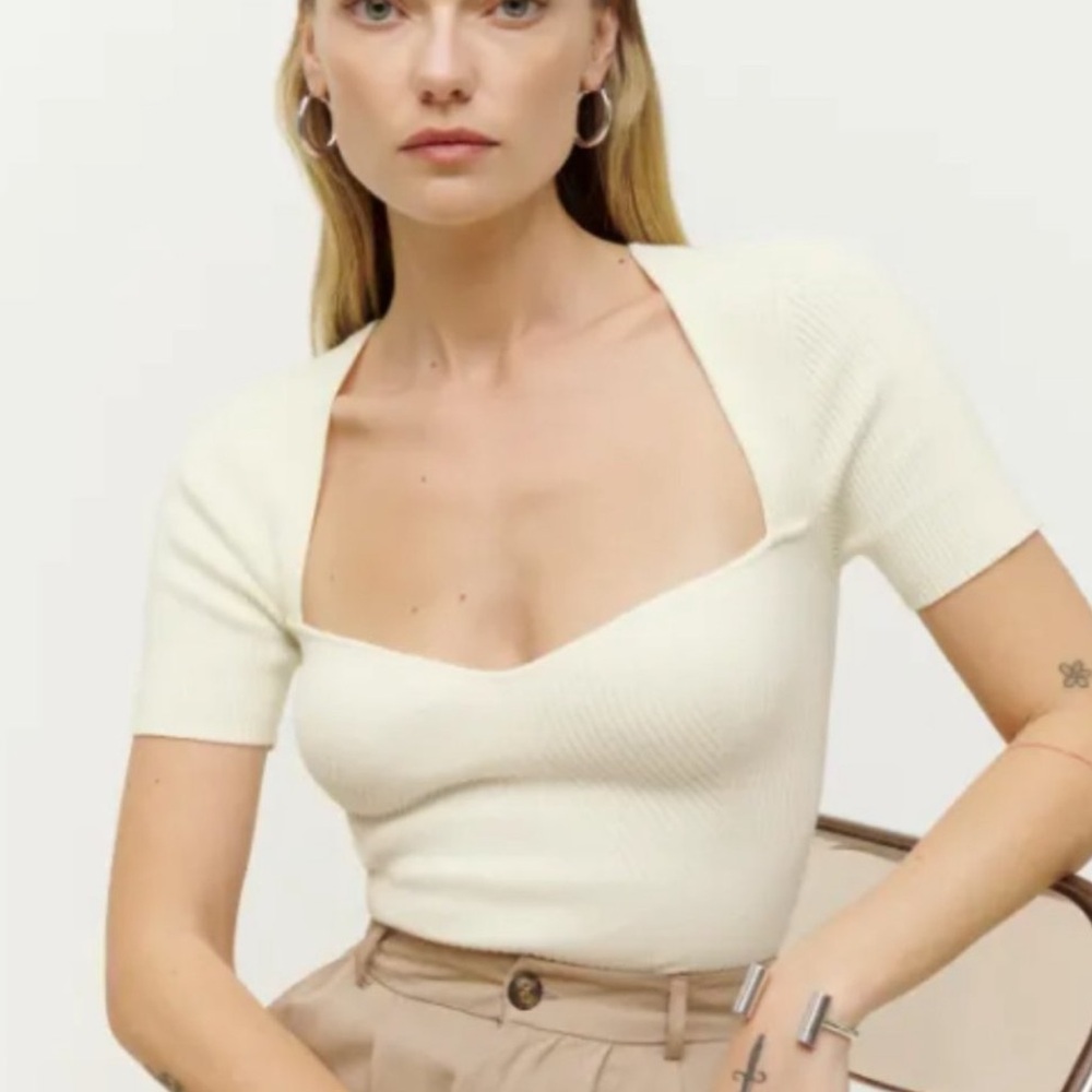 Reformation Kellie Cotton Short Sleeve Sweater. Worn once.